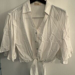 C’isa White Tie-Front Button Down Shirt